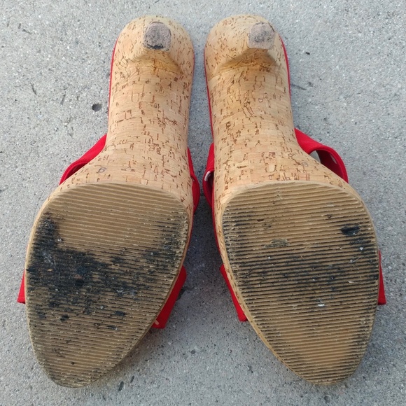 Betsey Johnson Polka Dots Cork Stiletto Peep Toe - Picture 7 of 8